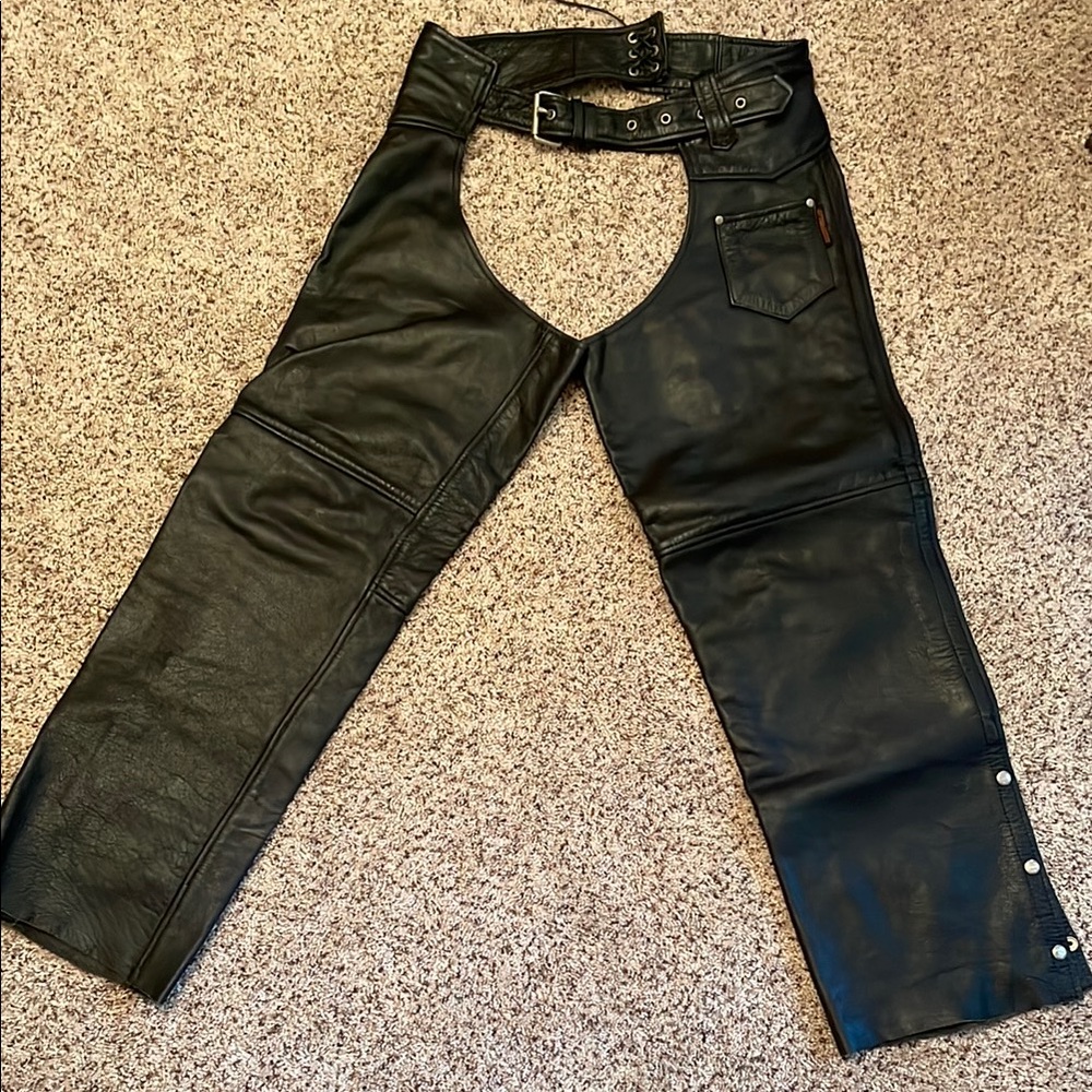 Men's Black Leather Chaps